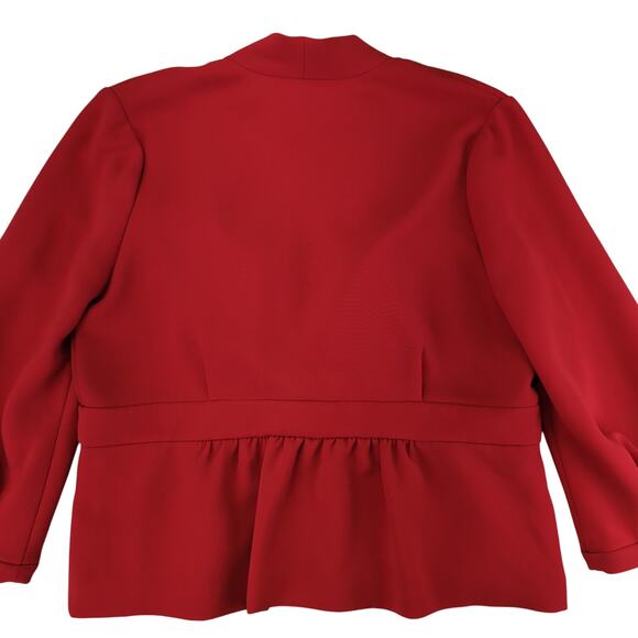 Halogen V-neck Blazer Jacket Women's Size XXL Dark Orange Coral Flowy Peplum‎ - Picture 4 of 6